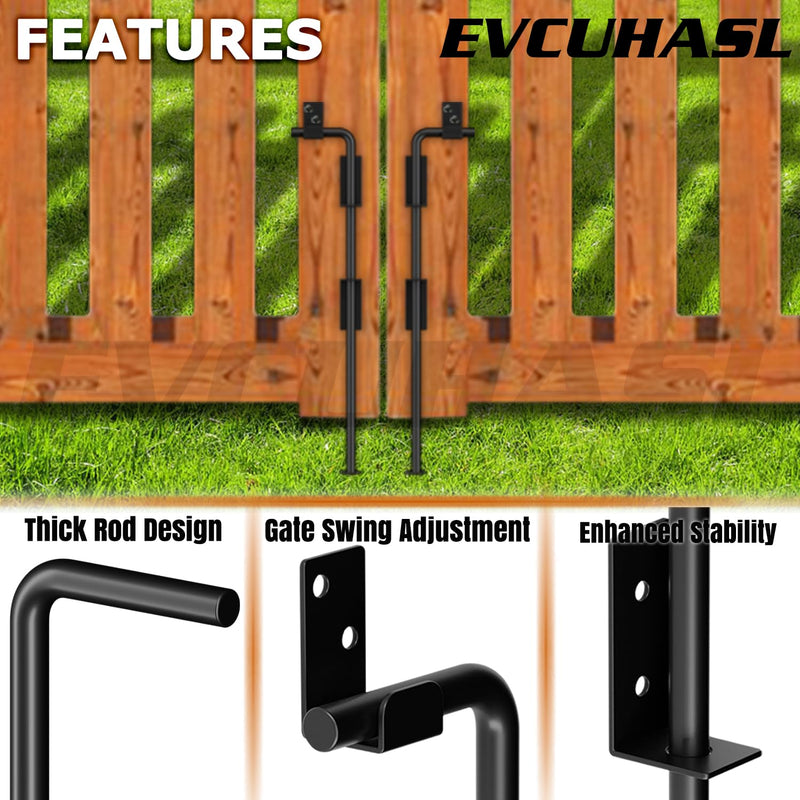 24" Cane Bolt Gate Drop Rod Heavy Duty Stopper Hardware, Gate Ground Latch for Wood Metal Vinyl Gates Doors, Gate Drop Pin for Holding Gate to The Ground, Black Finish-1 Pack 1 24 Inch