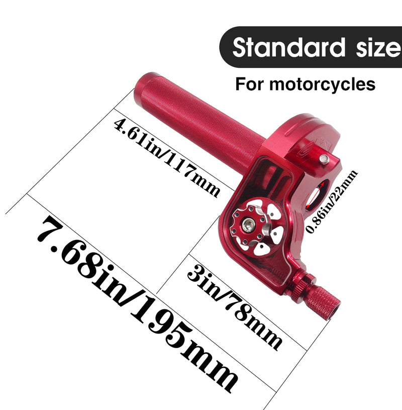 Motorcycle Throttle Grip 7/8" 22mm CNC Aluminum Quick Twister with Throttle Cable for KLX CR CRF EXC XR CRF50 CRF230 50 110 125 230 250 Dirt Pit Bike Motocross Motorbike Quad ATV Red