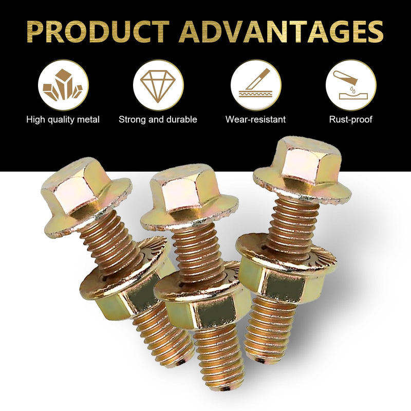 10PCS Exhaust Manifold Bolt Kit – High-Strength Carbon Steel, 0.7" x 1.45", hex Flange nut Screws (Non-Slip). Gold-Plated, Universal fit for Most car Models (Gold)