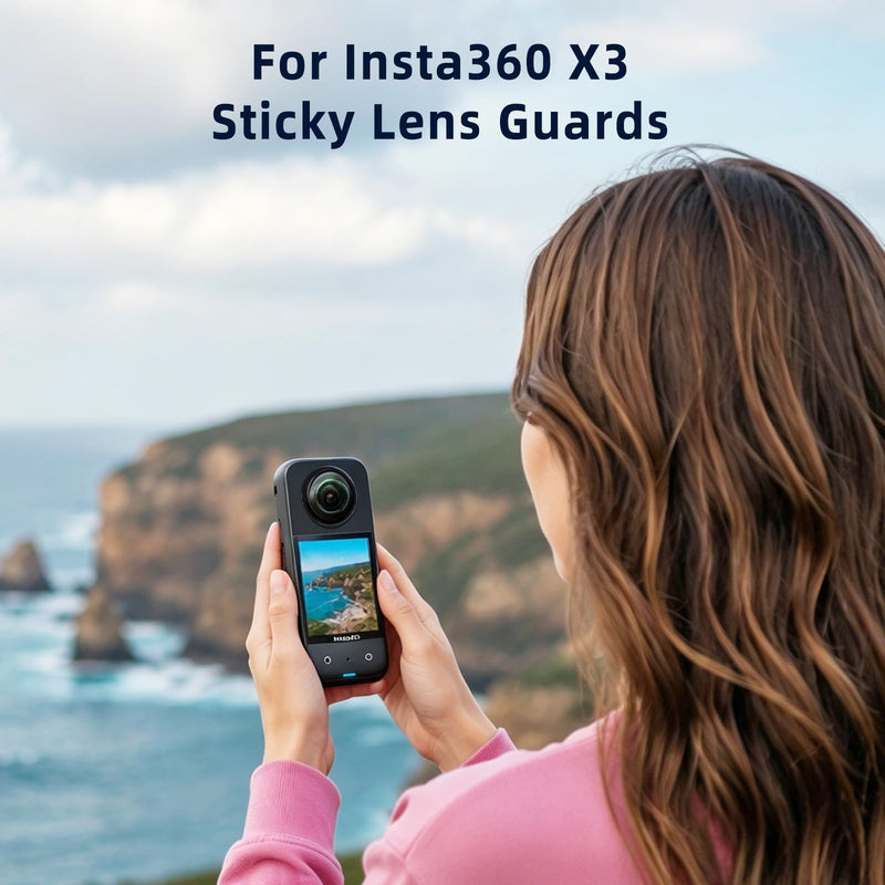 Sticky Lens Guard Custom fit for Insta360 X3, 2-Pack Protective Cover Cap with Anti-Reflective Coating, High Transparency 95% Light Transmission, Scratch-Proof Shockproof Dustproof, Easy Installation