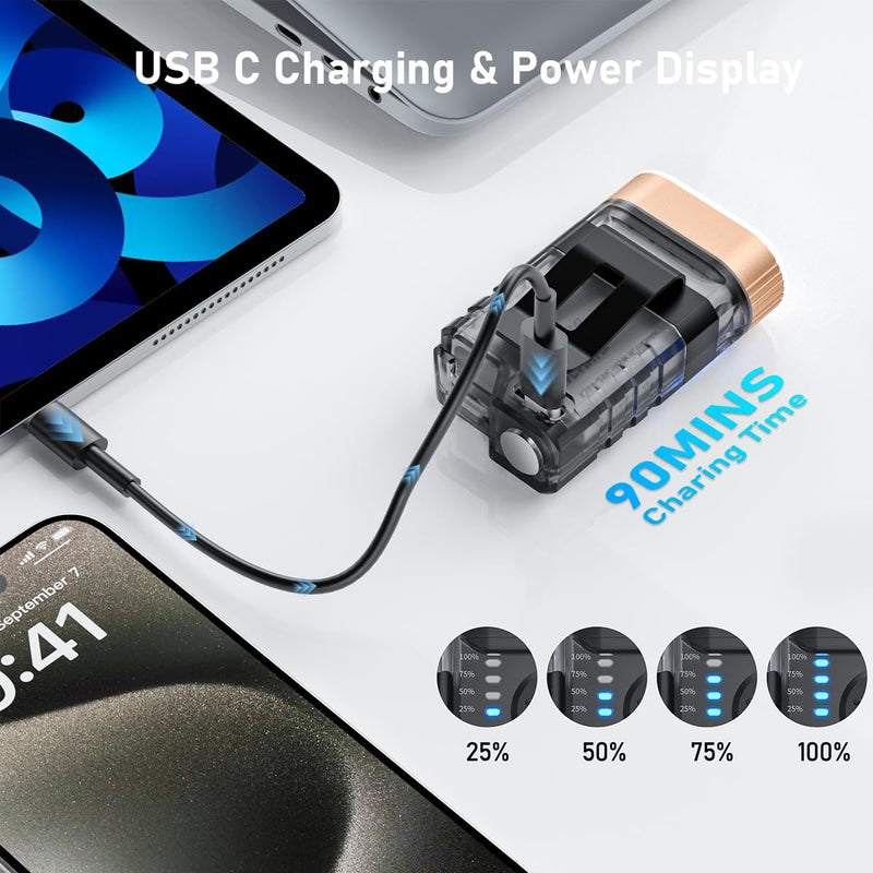 LED Small Powerful EDC Flashlight with Warm White Red Light,Bright 1500LM USB C Rechargeable 9 Modes Mini Pocket Keychain Flash Light with Clip,IP5 Waterproof,365nm UV Black Light,Tail Magnet 4PC Mini EDC Flashlight 4pc