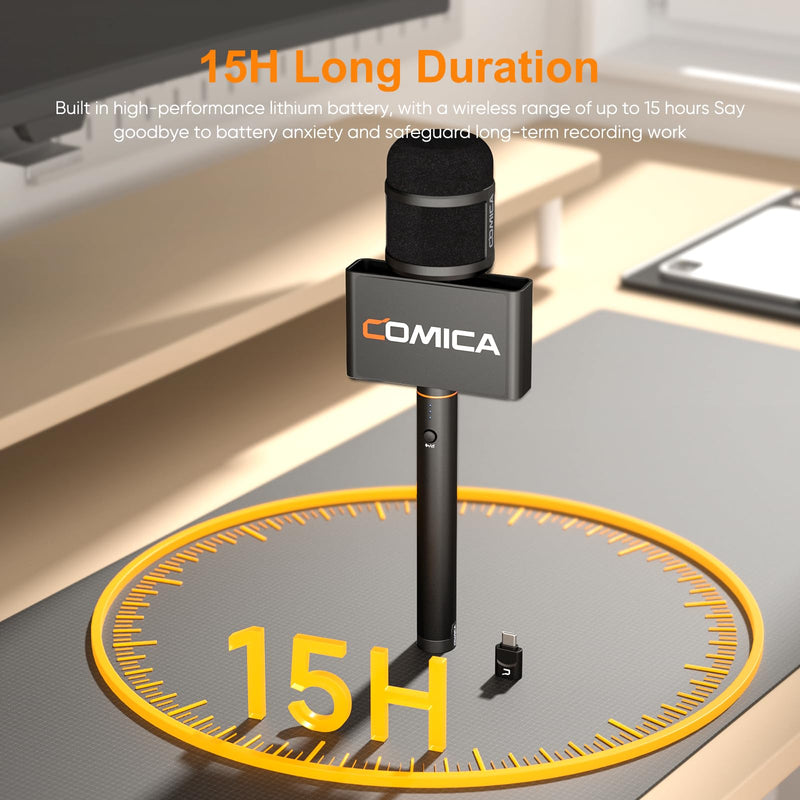 COMICA Revo S Wireless Handheld Microphone, Professional Handheld Interview Mic for iPhone16 15, Android Phones Laptops PC with USB-C Plug, Reporter Mic for Content Creators, Interviews, Reporting