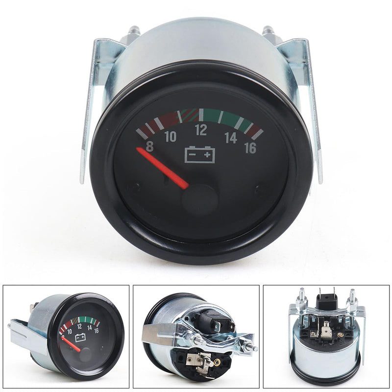 Dyno Racing 2" 52mm Electronic Car Voltmeter Pointer Volt Gauge Voltage Meter Yellow Light Car Meter (8-16V) 8-16V