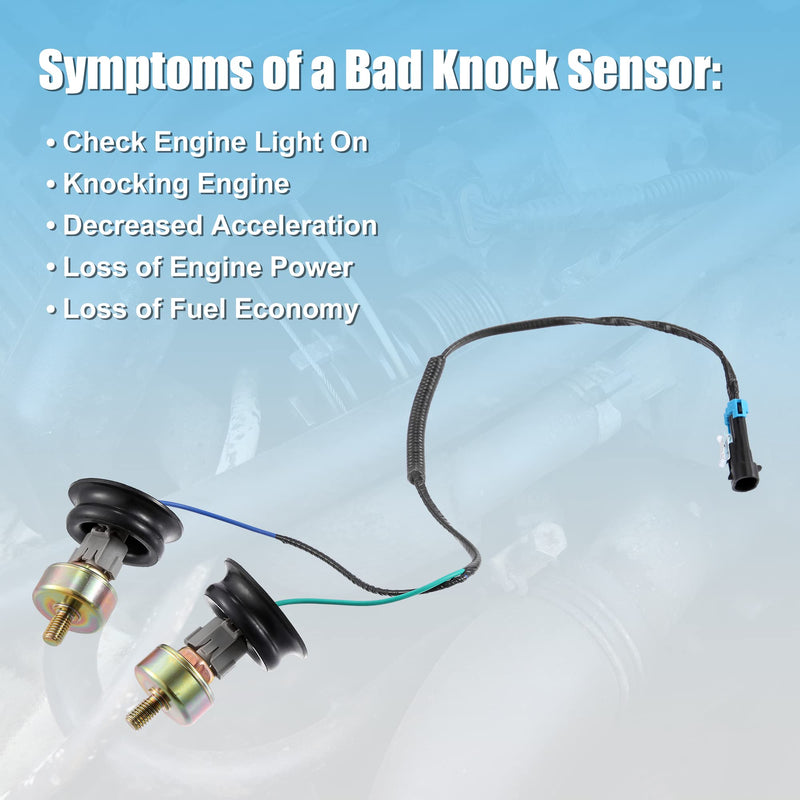 X AUTOHAUX 12589867 Dual Knock Sensors with Wiring Harness Kit for Chevy Silverado1500 2500 Tahoe Express Suburban for GMC Savana Sierra for Cadillac 4.8 5.3 6.0L 10456603