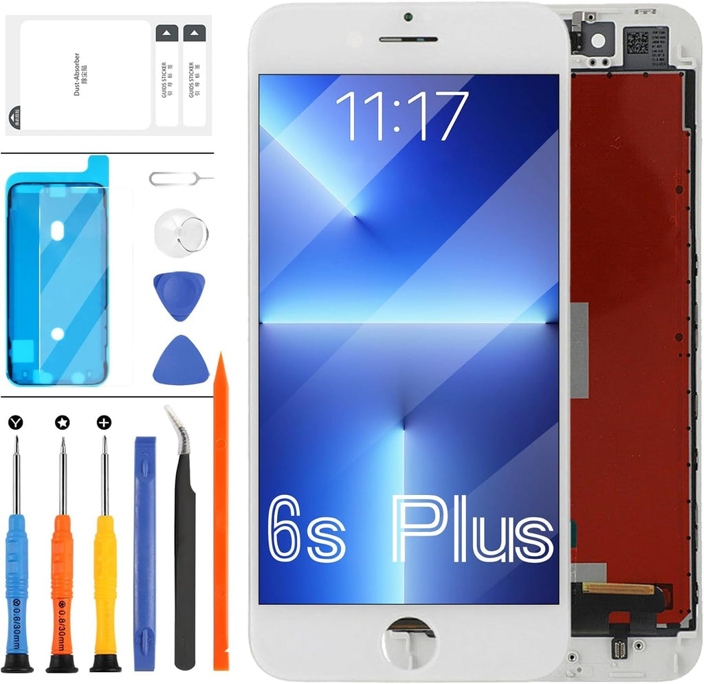 LCD Screen Replacement for iPhone 6s Plus A1634 A1687 A1690 A1699 5.5 Inch LCD Display Screen Touch Screen Digitizer Assembly Repair Parts with Free Tools Kits (White)