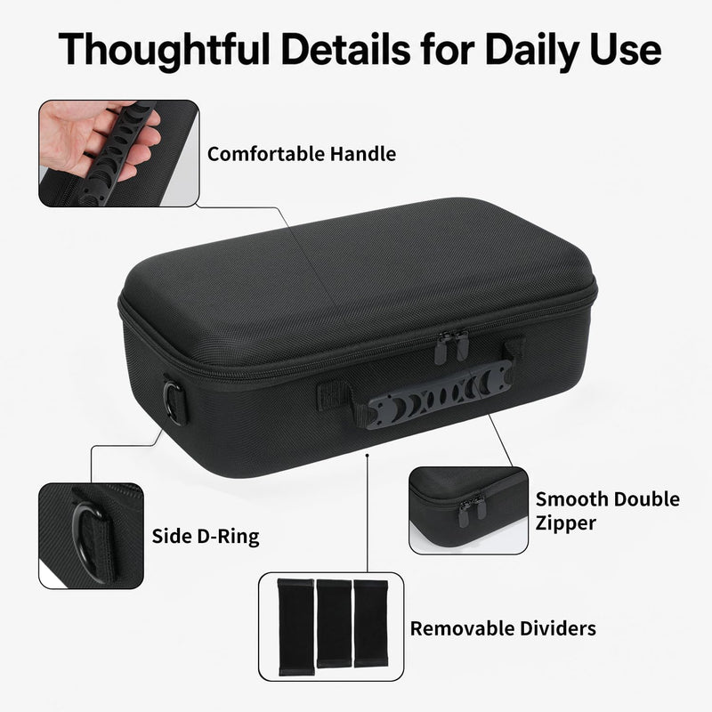 Camera Case for Canon EOS T7/T100/T6/R50/R100/R5/R7/R8/R6 Mark II,SL3 | Travel Protective Carrying Case Fits Camera And Standard Lens, Accessory Pocket For Portable Photography Use. Black