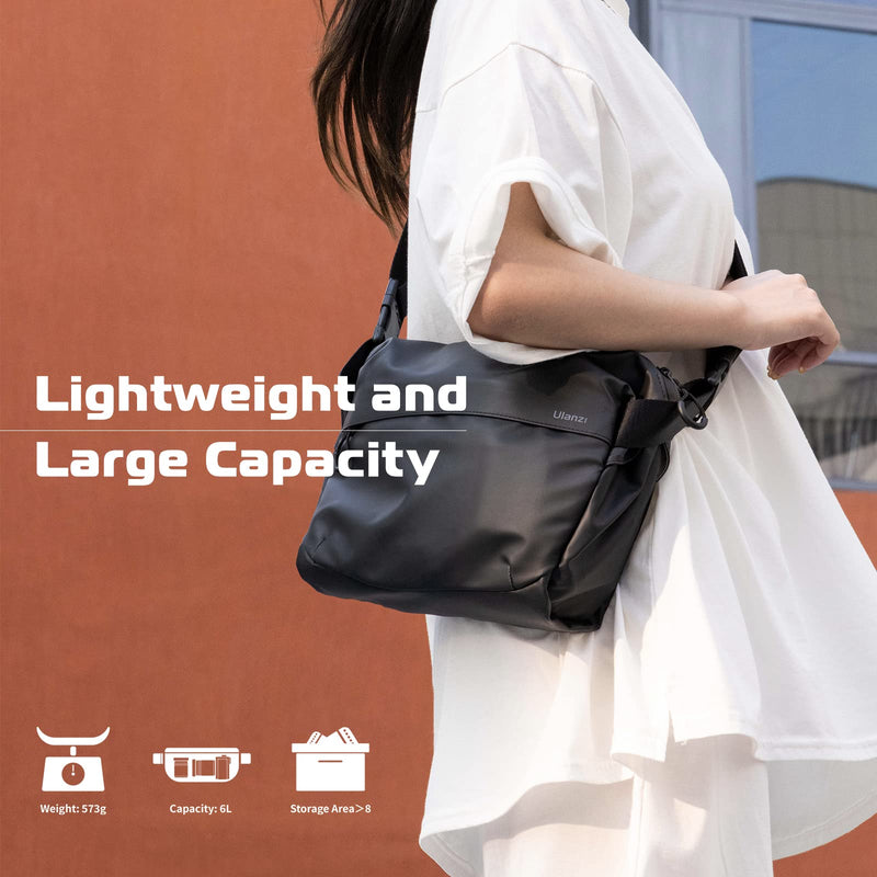 ULANZI Versatile Camera Shoulder Bag Photography Travel Messenger Portable | Travel Bag Accessories Stylish Crossbody DSLR Sling Bag Compatible with Sony Canon etc -BLACK 6L