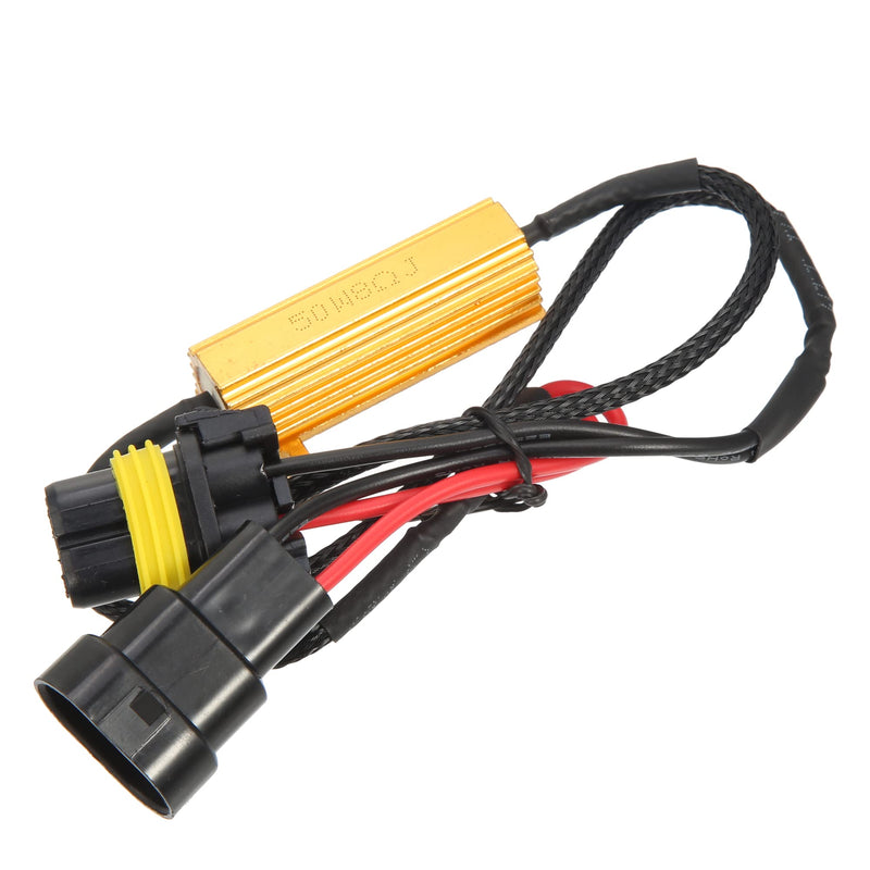 X AUTOHAUX 2Pcs 9005 H10 9006 HB4 LED Headlight Load Resistor Kit Dual 50W 8ohm Anti-flicker Relay Error Free Decoder Warning Canceller Fog Bulbs Harness Adapter