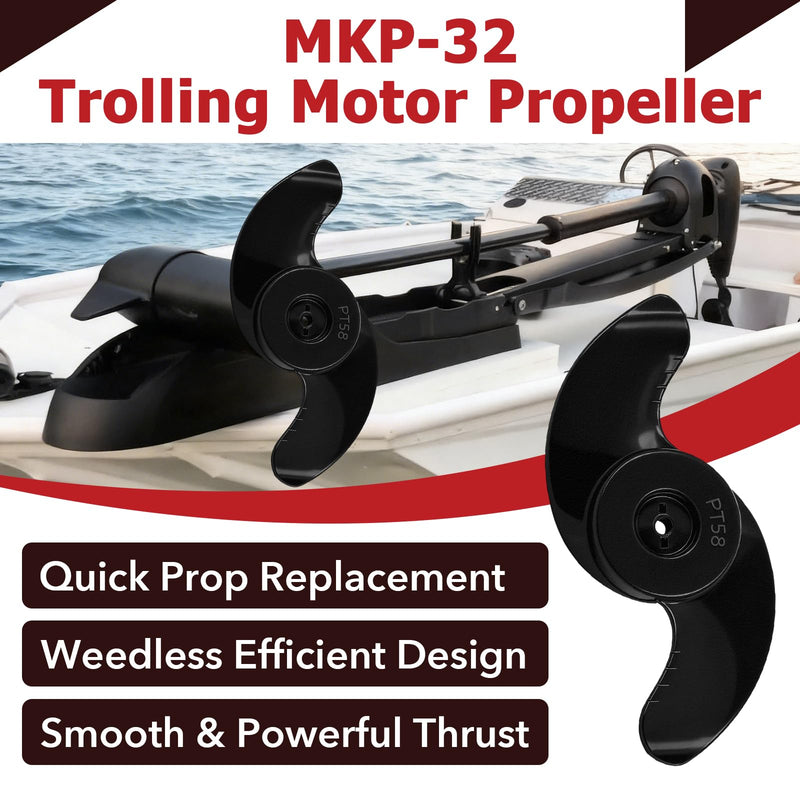 MKP-32 Trolling Motor Propeller Compatible with Minn Kota 3-5/8" Motor Diamete, Weedless Wedge 2 Prop Replacement for 80-202lb Thrust, Replace Part Number 2091160 1865017 1378131