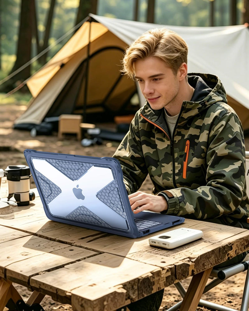 Fintie Rugged Case for MacBook Neo 13 Inch A3404 2026, Indigo | Heavy Duty, Fingerprint Resistant, Shock-Absorbing, TPU Bumper, Hard Shell, Snap-On Cover, Work Travel Study Daily Use