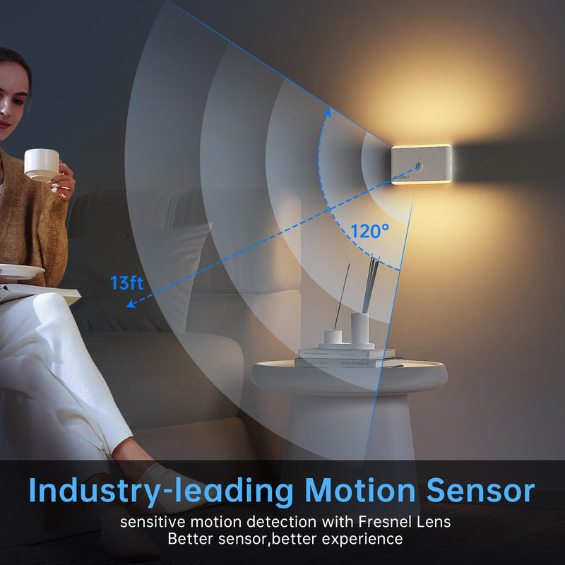 6 Pack Motion Sensor Night Light,Rechargeable Stair Lights, Motion Sensor Light Indoor, Battery Operated Night Light for Hallway, Stairway, Bathroom, Bedroom, Kitchen
