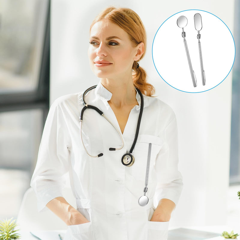 5 Pieces Telescoping Inspection Mirror Set Retractable Mechanical Mirror Tool 360 Rotation Mirrors Inspection Tool Stainless Steel Mirrors for Check Observe Vehicle, Car, Eyelashes, Small Parts