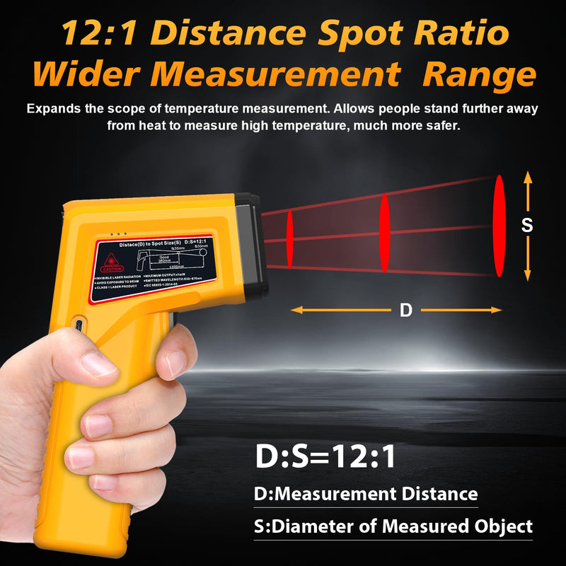 FKM Rechargeable Infrared Thermometer Gun,13-Point Laser Non-Contact Laser Thermometer Gun,High Precision,-58°F~1472°F,Digital IR Temperature Gun for Cooking,Griddle,Oven,HVAC,Automotive,Industrial -58°F~1472°F (-50°C~800°C)