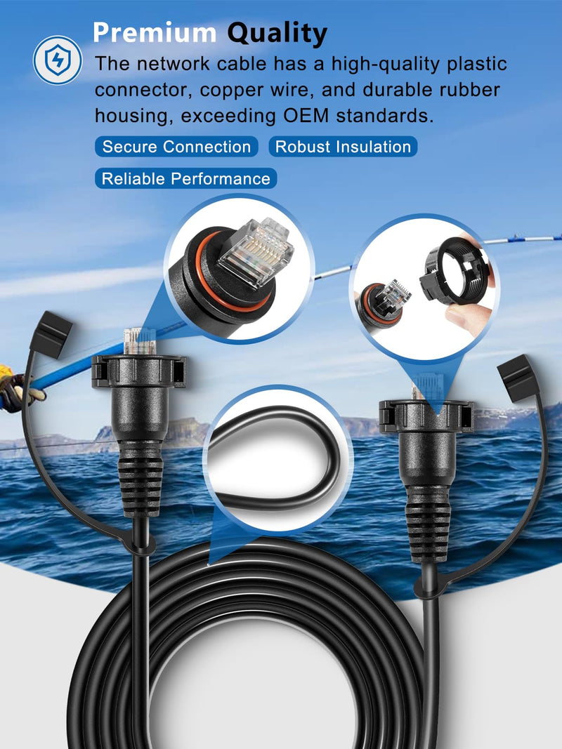 010-10550-00 Marine Network Cable,GMS 10 Cable 10 Feet with Split Connector and Waterproof Cap for Marine RJ45 Compatible with Garmin Navigation Screen Devices 10-Feet