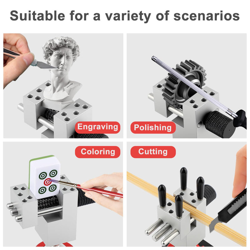 Mini Vise Table Top Clamp, Mini Portable Table Vise for Hobby Jewelers Adjustable Aluminum Alloy Small Bench Vice for DIY Projects 360° Rotatable with 0-2.28' Clamping Range 0-2.28"