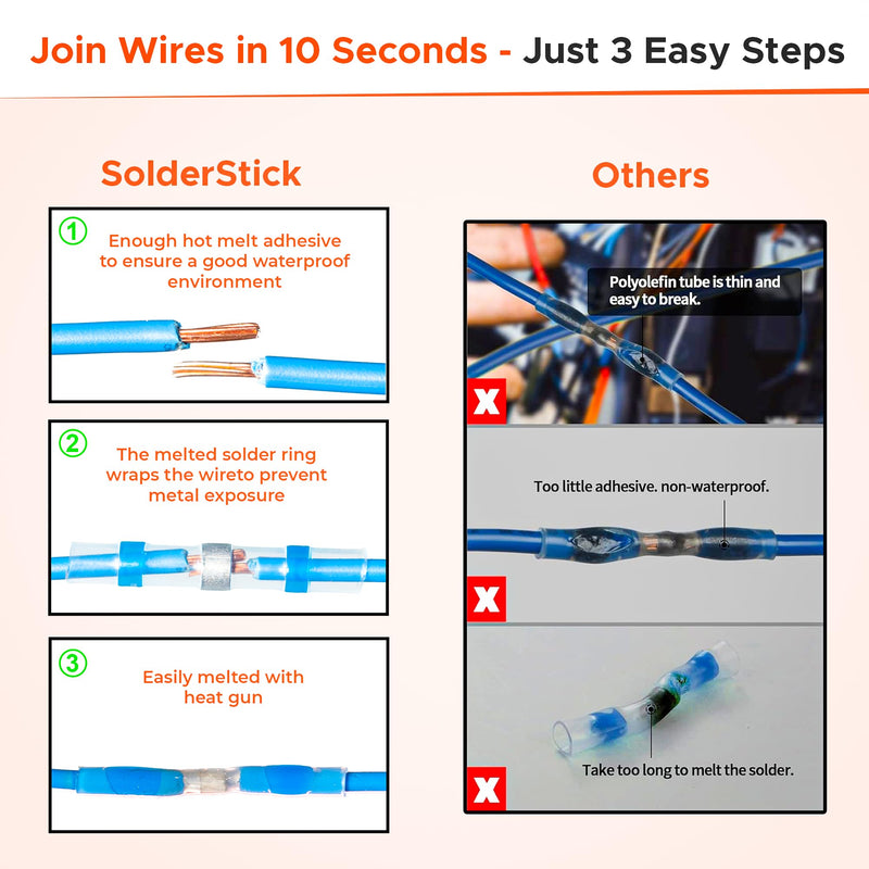 Waterproof Solder Seal Wire Connectors Kit, Electrical Insulated Wire Splice Heat Shrink Wire Connectors with 4 Gauges - 12-10, 16-14, 22-18, 26-24 AWG (100) 100