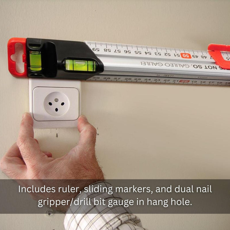 Kapro - 313 Measure Mate - Ultimate Home-Improvement Tool - With Level and Ruler - Features Sliding Markers and Knife Guide - Includes Nail Gripper and Drill Bit Gauge - 32 Inch 32"