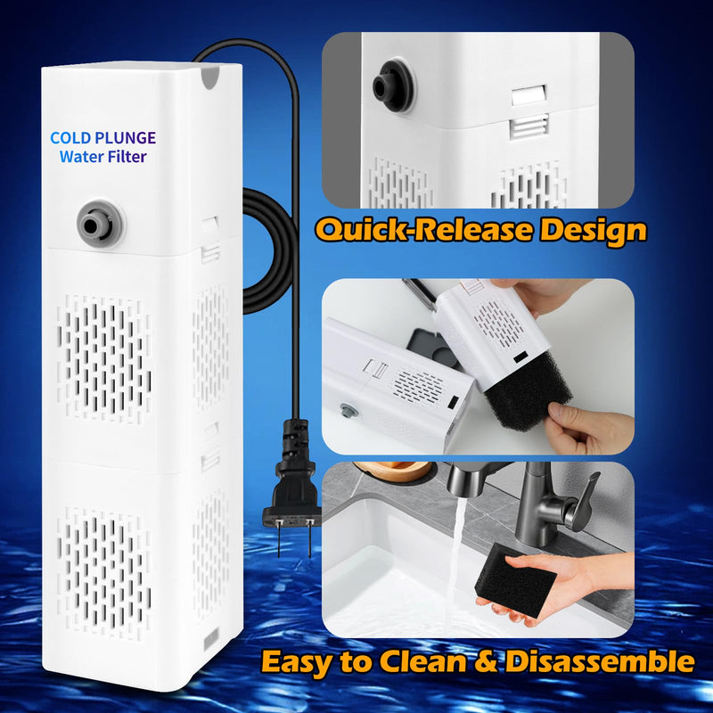 GFYYBKJ Cold Plunge Filter, 500 GPH Cold Pod Ice Bath Tub Filter, Ice Bath & Cold Plunge Accessories, Reusable Ice Bath Tub Filter, Ice Bath Water Cleaner White 01