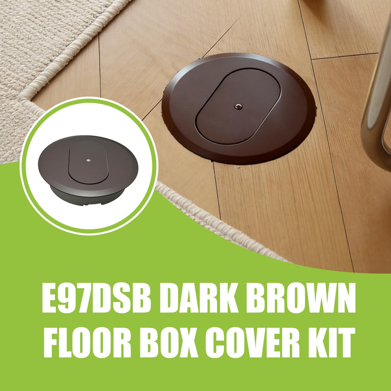 E97DSB Dark Brown Floor Box Cover Kit,Round Floor Duplex Receptacle Flush Mount Cover,Caramel Floor outlet Cover Replace,Fit For Tile and Carpet Installations And More