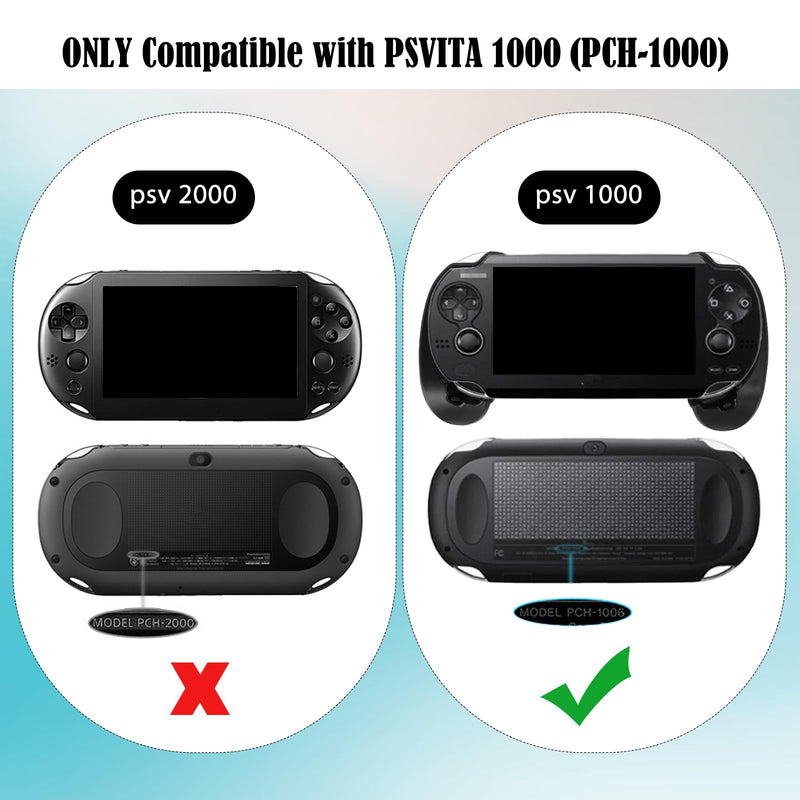 JDGPOKOO 5 in 1 Accessories Kit for PS Vita 1000, Carrying Case for PSV 1000, Hand Grip, 2 Set Screen Protectors and Charging Cable Compatible with PlayStation Vita 1000/PCH-1000 ONLY