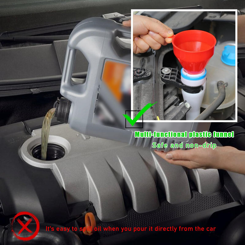 Funnels for Automotive Use, Flexible Oil Funnels with Long Hose, Plastic Wide Mouth Funnel for Water, Fluid, Liquid, Engine Oil, Gas, Fuel Transmission, Car Accessories (1 PCS) 1 PCS