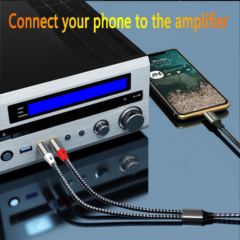 2-in-1 Combo USB-C to RCA Audio Cable 3.3FT & 6.6FT with DAC Chip, Hi-Fi Digital to Analog Adapter Cable for iPhone,Smartphones, Tablets, Laptops, Gaming Consoles to Stereo System. 3.3FT+6.6FT Combo
