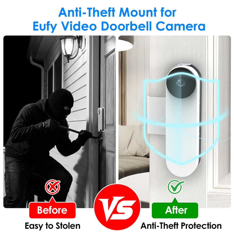 Anti-Theft Doorbell Mount for Google Nest Doorbell Battery, No Drill Video Doorbell Mount Adjustable Mounting Bracket for Nest, Fully Metal Damage Free Door Camera Mount for Apartment Rentals Home