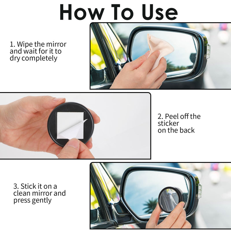 2 Pack Blind Spot Mirrors For Car Wide-Angle Convex Mirror For Side View Mirror Blindspot Round Self Adhesive Angle Adjustable Blind Spot Mirrors Black For Car And Truck Accessories
