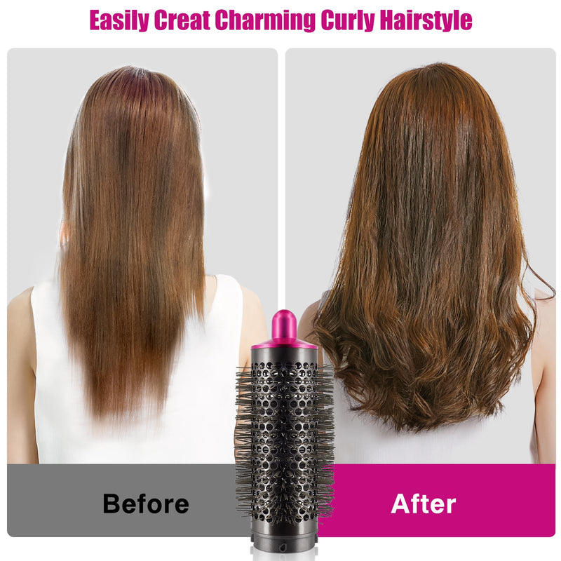 Long Curling Barrels+Round Volumizing Brush Attachments for Dyson Airwrap | 5 in 1 attachment for HS01 HS05, Adapter for Dyson Supersonic Hair Dryer HD01 HD02 HD03 HD04 HD07 HD08 5 in 1 Attachments
