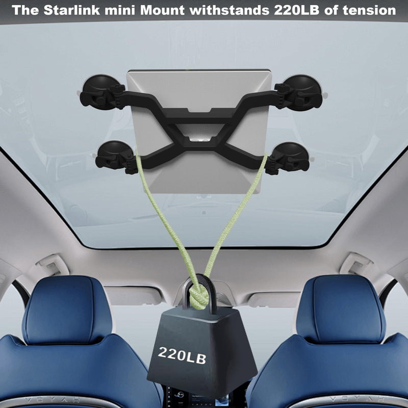 Starlink Mini Mount/mini X for Car, Suction Cup Mount 360° Adjustable | Compatible with roof/windshield/sunroof. Secure stable signal. Ideal for RV, boat, SUV, van road trips. Heavy-suction. Black
