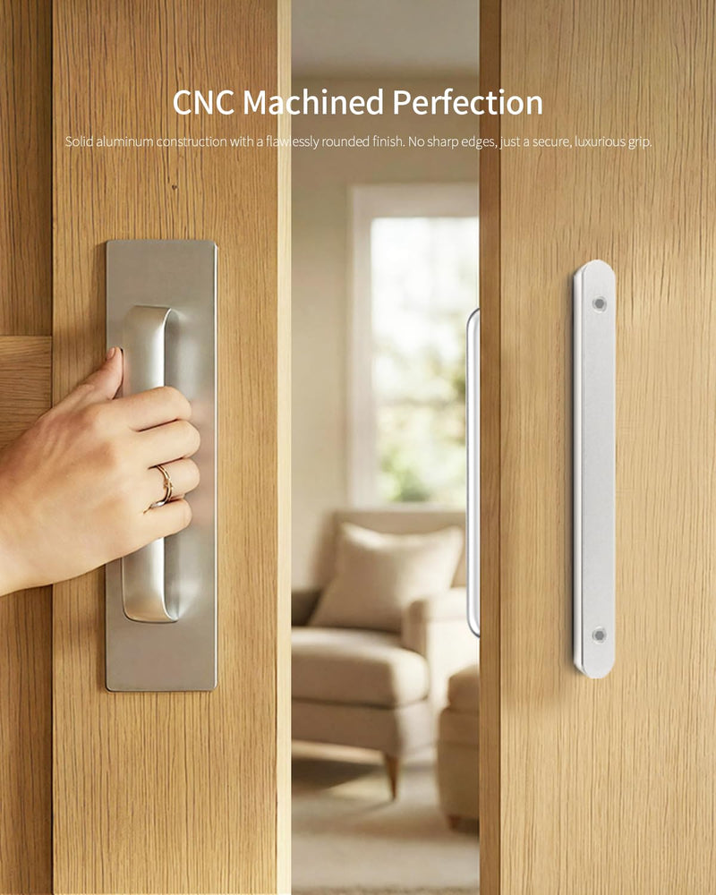BaiNong 15.7" Heavy Duty Sliding Barn Door Handle Silver Gate Handles | Fits Wooden, Glass, Sliding, Pocket Doors, Fences, Garages, Barns, Sheds for Indoor, Outdoor Use 15.7 Inch 1
