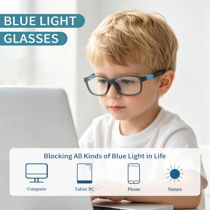 SooGree Blue Light Glasses for Kids,Blue Light Blocking Glasses for Screens Mobile TV,Computer Gaming Grasses-Anti Eye Strain Age 9-13 （gray）