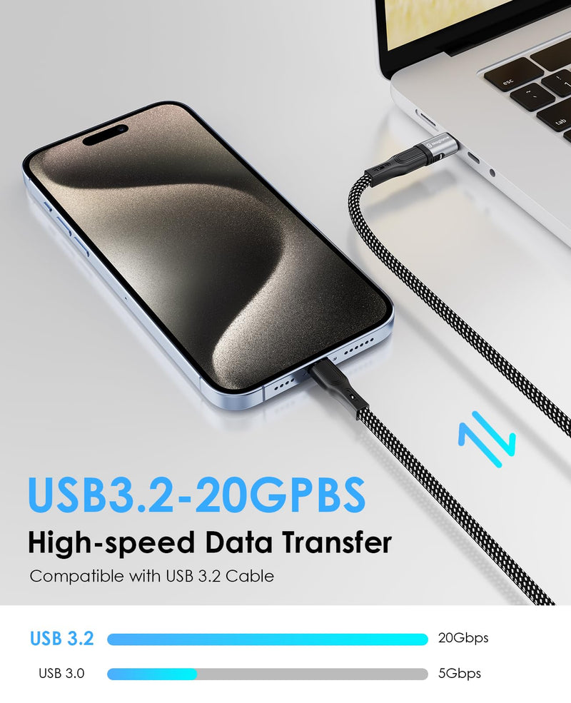 2Pack Magnetic USB C Male to USB C Female Adapter, 240W Type C Adapter Extender, 20Gbps Data Transfer 4K Video Output for Steam Deck, ROG Ally, Switch, Notebook, PC, Tablet, iPhone 15 USB3.2 Straight 2 Pack 240W Stright-20Gbps