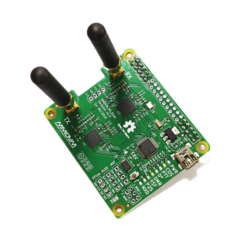 AURSINC MMDVM Duplex Hotspot Module Dual Hat V1.5.2 Support P25 DMR YSF NXDN DMR Slot 1 + Slot 2 for Raspberry Pi, Pi Zero with USB Port (Without OLED) Without OLED