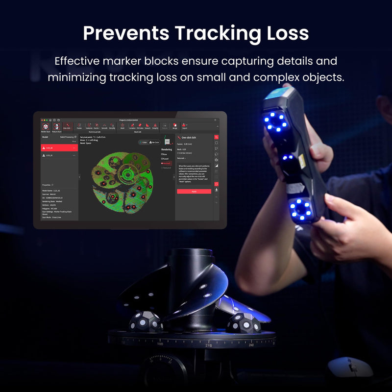 Revopoint 3D Marker Tape for 3D Scanning, 6.0 mm 3D Scanning Markers for 3D Scanners, 3D Tracking Dots Reference Point for Preventing Tracking Loss and Enhance Accuracy, 30 m Length with 725 Markers 6mm Marker Tape