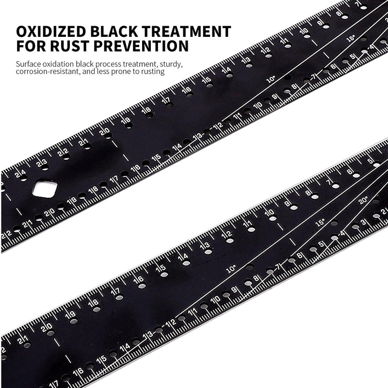 12" Woodworking Square Ruler, 2025 Newest Carpenter Square, Combination Framing Square, Adjustable Square 10-90 Degrees, L Square for Precise Measuring, Drawing, Woodworking, L Shape Ruler (Black) Black