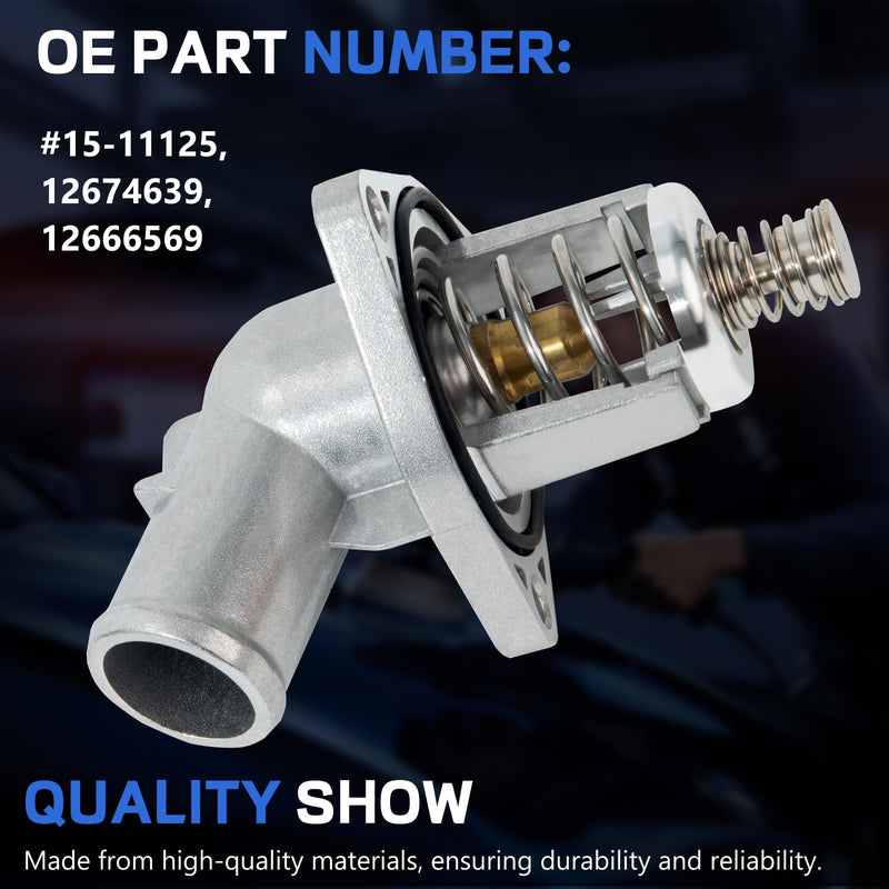 15-11125 12674639 Upgrade Aluminium Thermostat Housing - Compatible with Cadillac Escalade Chevy Silverado 1500/2500 Tahoe GMC Sierra 1500 Yukon XL 2015-2020