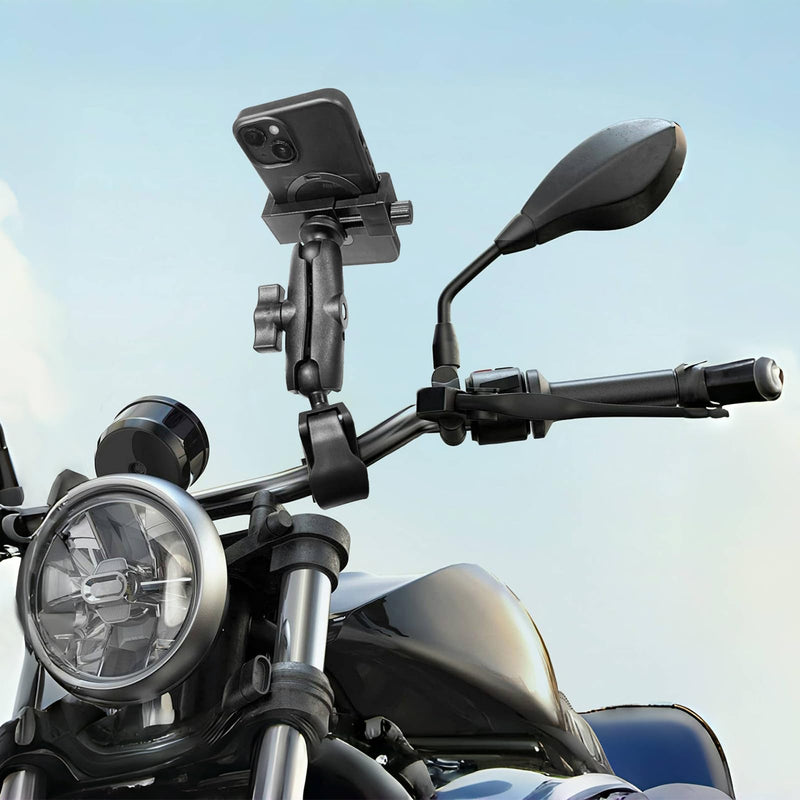 Phone Holder with 1" (25mm) Ball Head Adapter Compatible with RAM mounts B Size Double Socket arm & Bike Motorcycle Phone Mount for 4.7''-7.2'' Smartphone