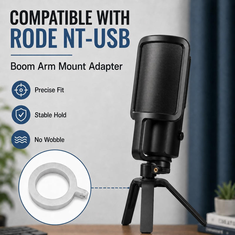 Aluminum Mount Clip for Rode NT - USB Microphone | Mount Ring for Rode NT - USB Microphone
