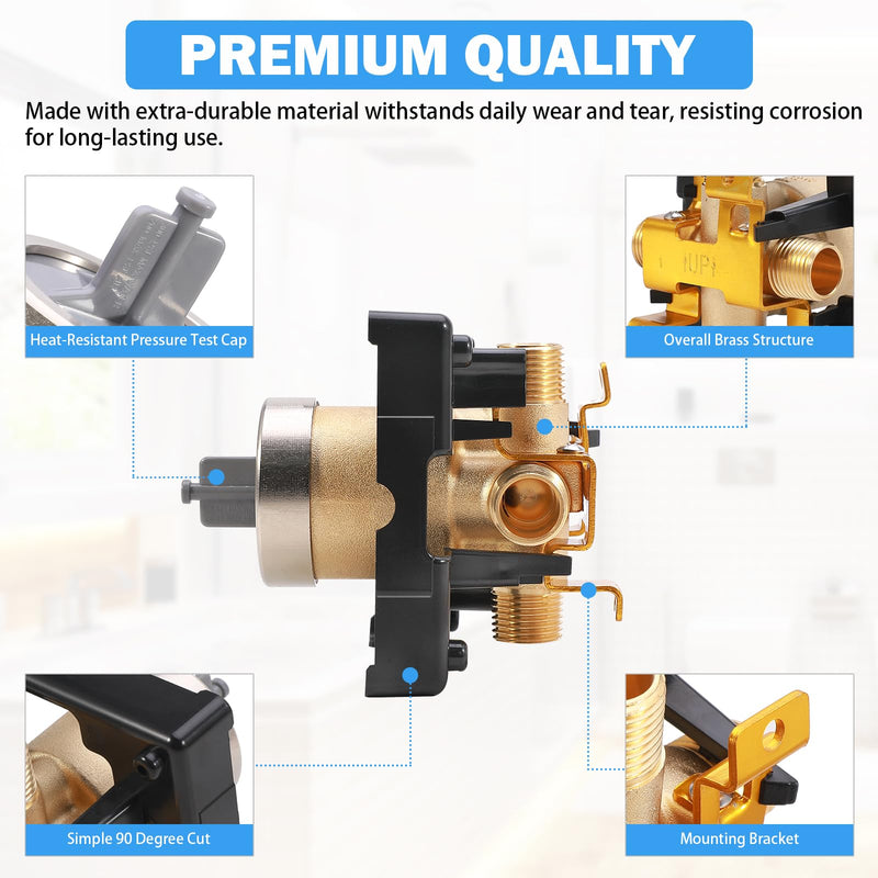 R10000-UNBX MultiChoice Universal Shower Valve Body, Rough-in Tub and Shower Valve Compatible with Delta 13/14, 17, 17T Series Trim Kits, 1/2-Inch Universal Inlets for PEX, Copper, CPVC R10000-UNBX