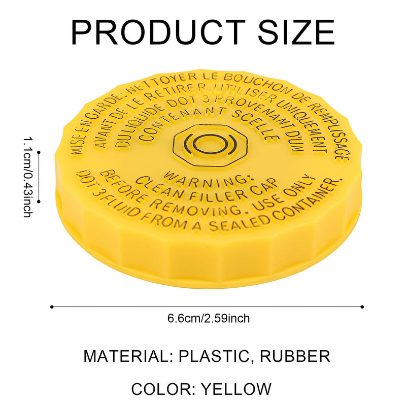 Brake Master Cylinder Reservoir Cap, 2.59x2.59x0.43in Brake Fluid Cap Replacement, Yellow Brake Fluid Cap Compatible with 2015 Chrysler 200 Pacifica Accessories