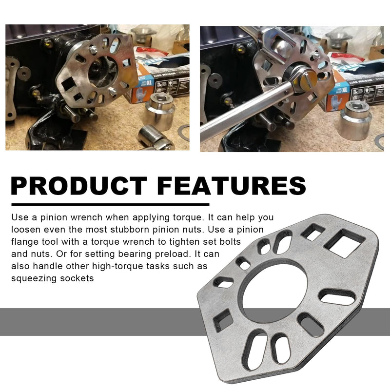 Stainless Steel Pinion Yoke Wrench Tool, Pinion Holder Yoke Wrench with Extra 1/2" Hole Fits Most Sockets, Extra Strength Puller Suitable for Loosening Pinion Flange & Nuts