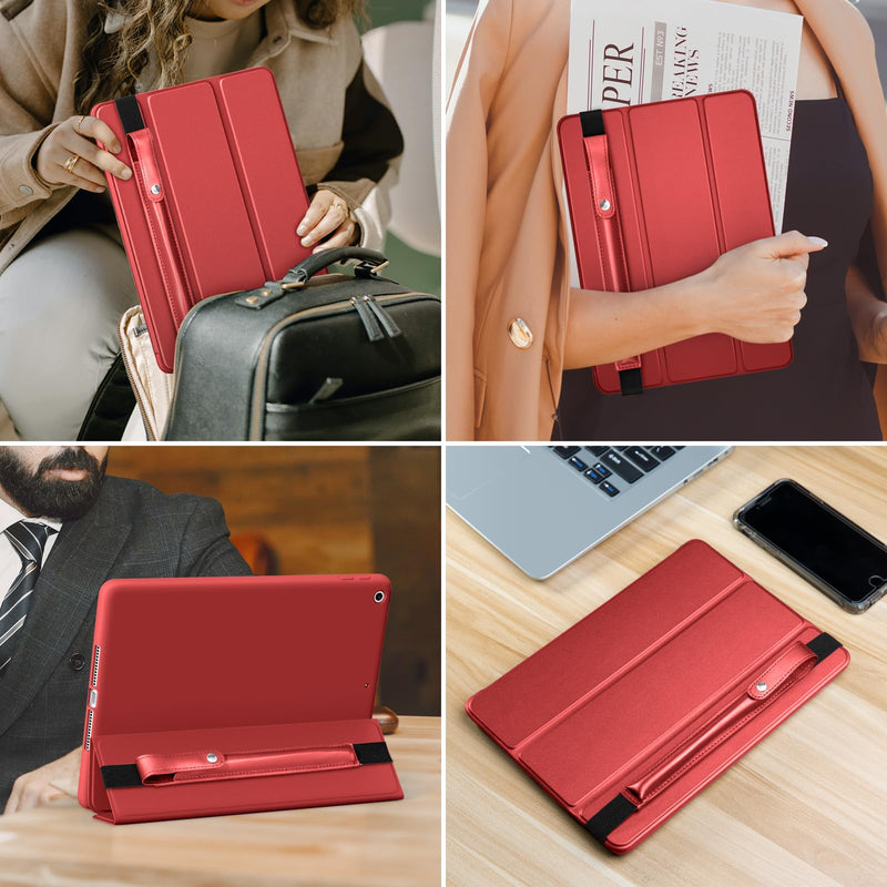 DTTO Pencil Case for New Apple Pencil Pro, Apple Pencil 1st/2nd Generation & Apple Pencil (USB-C), PU Leather iPad Pencil Sleeve Pouch with Detachable Elastic Band attach to iPad, New Red