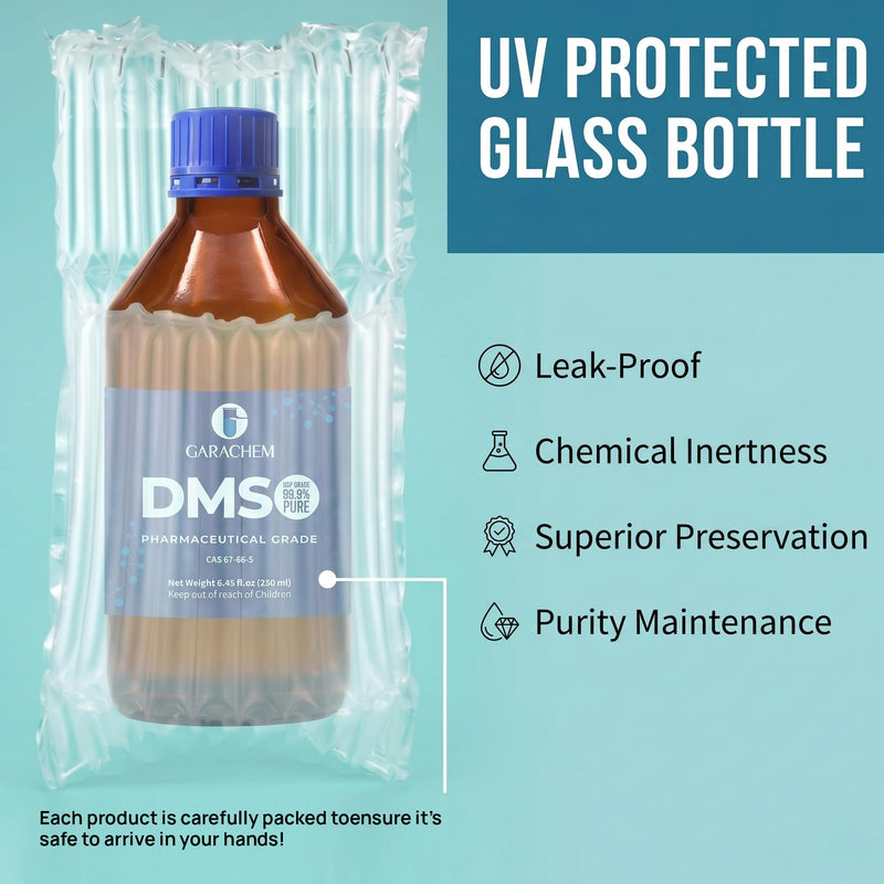 GARACHEM Pharmaceutical Grade 99.9% Pure DMSO in a Glass Bottle, Pure Liquid Dimethyl Sulfoxide 8 OZ, Non-Diluted, Low Odor
