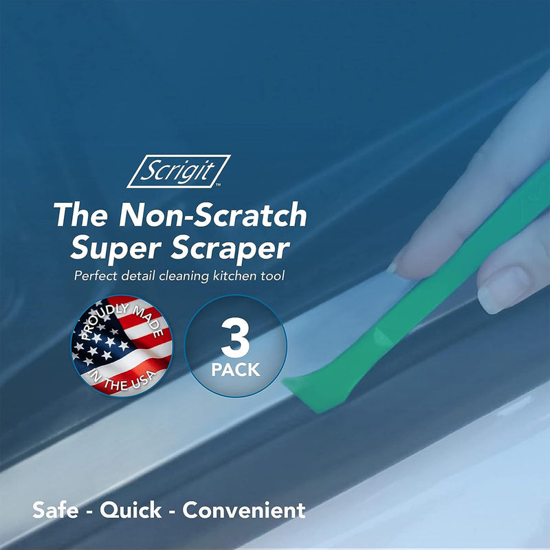 Scrigit Scraper Wide Blade No-Scratch Plastic Scraper Tool, 6 Pack - The Handy Multi-Use Scraping Tool for Removing Food, Labels, Stickers, Paint, Grease -Easy to Hold, Reaches Tight Spaces & Crevices