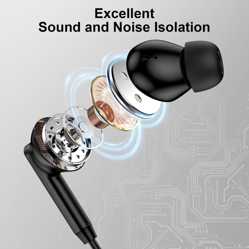 Samsung Wired Earbuds Ear Buds for Galaxy A17 A16 5G A06 A15 A57 A37 S26 | S26 Ultra S26 Plus S25 S24 S23 A56 A54 A36,USB C Headphones Earbuds in-Ear Type C Earphones Wired with Mic for iPhone Black