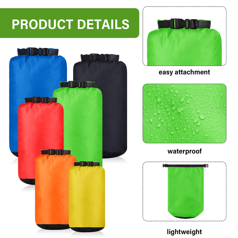 6 Pcs Waterproof Dry Bag Sack Lightweight Outdoor Dry Bags 35 L, 20 L, 15 L, 10 L, 5 L, 3 L Waterproof Boat Bag for Kayaking, Backpacking, Hiking, Camping Rafting(Bright Color) Bright Color