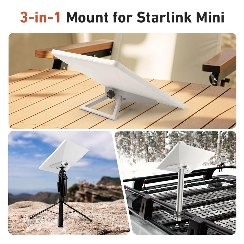 Canvcle Starlink Mini Tripod Adapter — 3-in-1 Mini Kickstand & Pipe Adapter & Tripod Adapter, Replacement Mount Works for Starlink Mini (1/4" - 3/8"), Fits Tripods, Camera Stands & Clamp Mounts