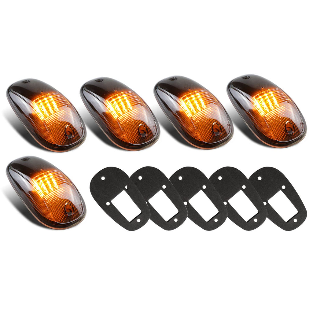 Cab Roof Marker Lights for 2003-2016 Dodge Ram 1500 2500 3500 Top Light Roof Running Lamp (Smoked Lens with 16 Amber LEDs) Smoked Lens/16 Amber LEDs inside