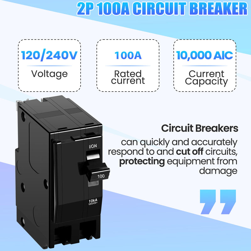 100Amp 2-Pole Circuit Breaker for QO2100CP,Compatible with SD QO Load Center, CSED, and NQOD Distribution Panels,120/240 V,10kA 2P100A
